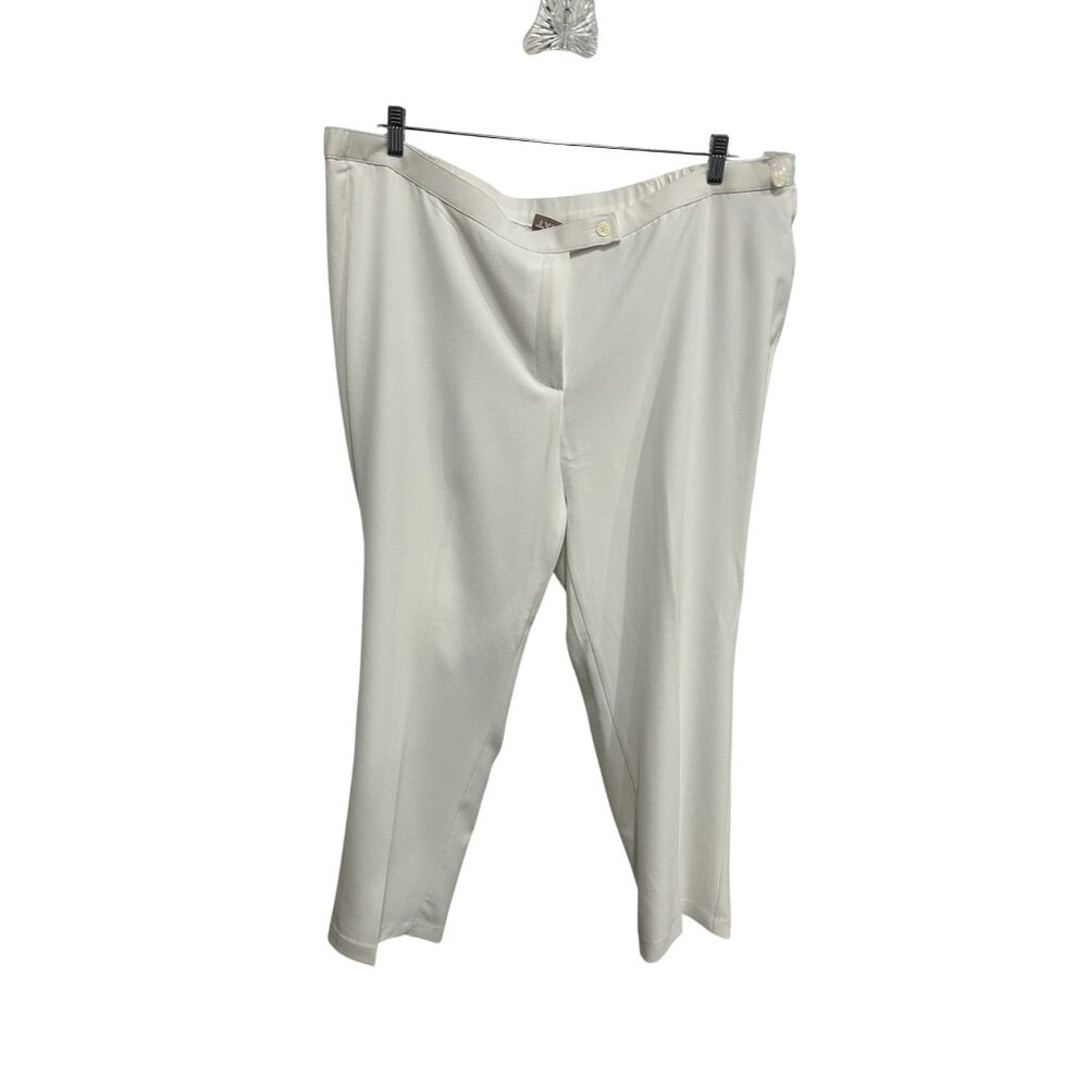 TanJay Straight Leg Ankle Pants Solid White Sz 24W Elastic Waist Minimalist NWT
